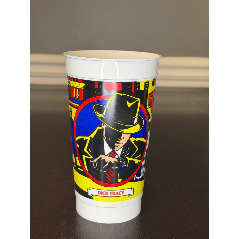 Vintage Dick Tracy Coca-Cola Plastic Cup 1990 Movie Promo Collectible Tumbler